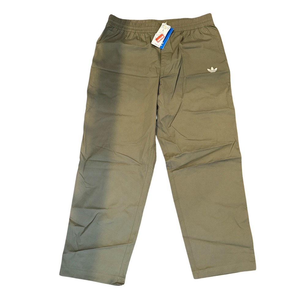 adidas Originals Men Blokepop Loose Chino Pants Olive Green L NWT IP7165
